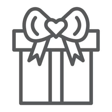 Gift line icon, package and present, parcel sign, vector graphics, a linear 스톡 일러스트