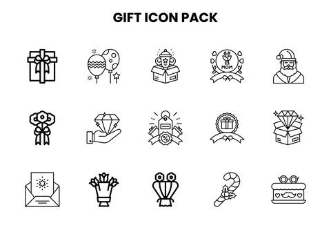 Gift Line UI Icons Pack Stock Illustration