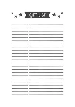 Gift List. Vector Template for Agenda, Planner and Other Stationery Stock Illustration