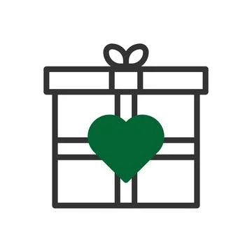 Gift love icon duotone grey green style valentine illustration symbol perfect 스톡 일러스트