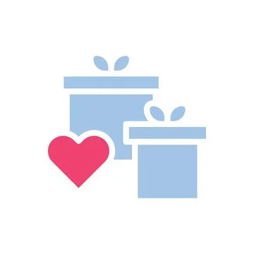Gift love icon solid blue pink style valentine illustration symbol perfect. イラスト素材