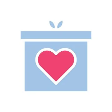 Gift love icon solid blue pink style valentine illustration symbol perfect. 스톡 일러스트