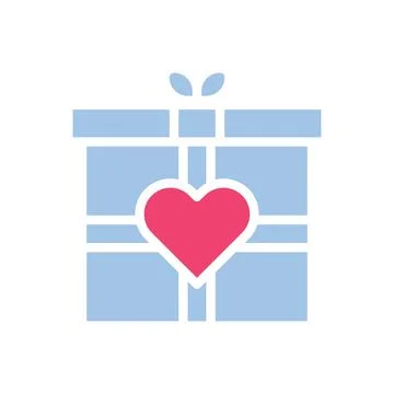 Gift love icon solid blue pink style valentine illustration symbol perfect. 스톡 일러스트