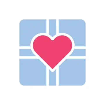 Gift love icon solid blue pink style valentine illustration symbol perfect. 스톡 일러스트