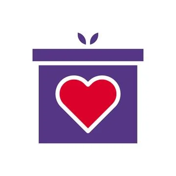 Gift love icon solid duocolor red purple style valentine illustration symbo.. Stock Illustration