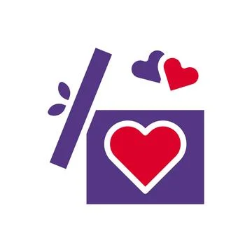 Gift love icon solid duocolor red purple style valentine illustration symbo.. Illustrazione stock