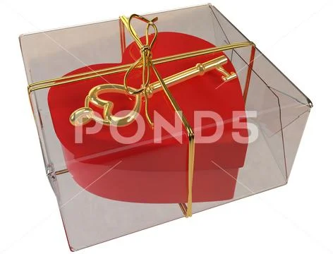 Gİft For Love - Valentine's Day Special Gift Box Design İsolated Stock Illustration
