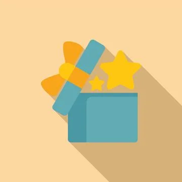 Gift loyalty open box icon flat vector. Favorite care promo Illustrazione stock