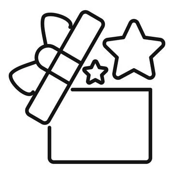 Gift loyalty open box icon outline vector. Favorite care promo 库存插图