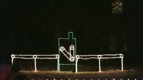 Gift making machine Christmas lights display Stock Footage 273563