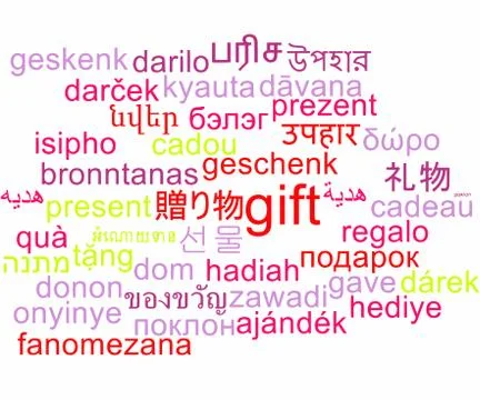 Gift multilanguage wordcloud background concept Stock Illustration