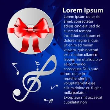 Gift Music with the notes and DVD disk Vector Illustration Illustrazione stock