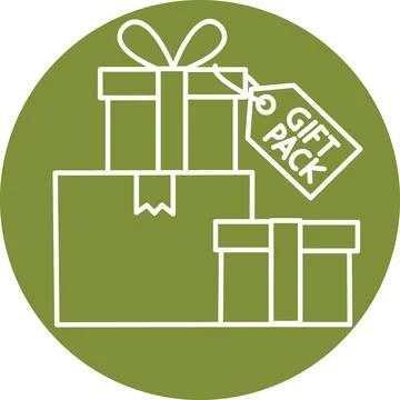 Gift pack boxes stack with price tag icon Illustrazione stock