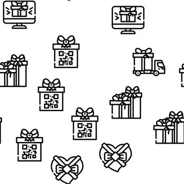 Gift Package Surprise On Holiday Vector Seamless Pattern Stock Illustration