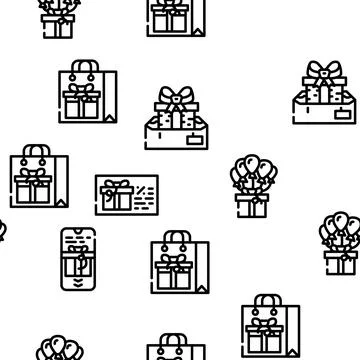 Gift Package Surprise On Holiday Vector Seamless Pattern Stock Illustration
