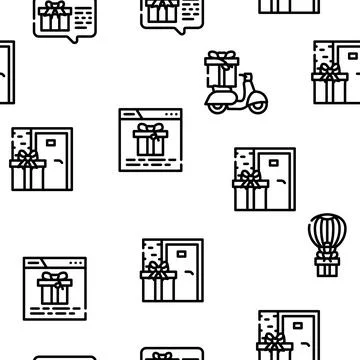 Gift Package Surprise On Holiday Vector Seamless Pattern Stock Illustration
