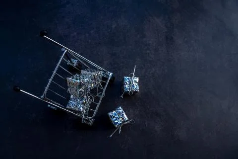 Gift packages on dark background Stock Photos