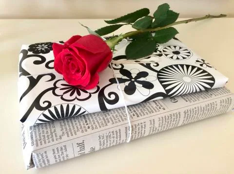 Gift packages with a rose Foto stock
