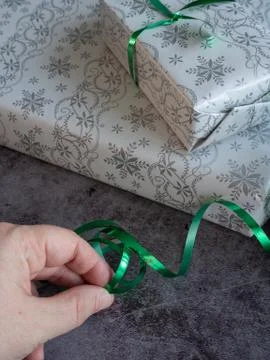 Gift packages wrapped for christmas Foto stock