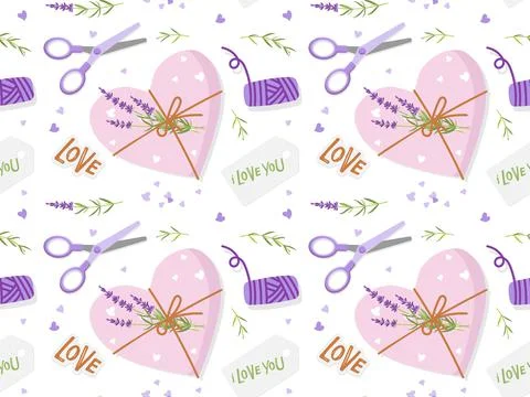 Gift packaging seamless pattern. Preparations for Valentine's Day or Birthday Stock Illustration