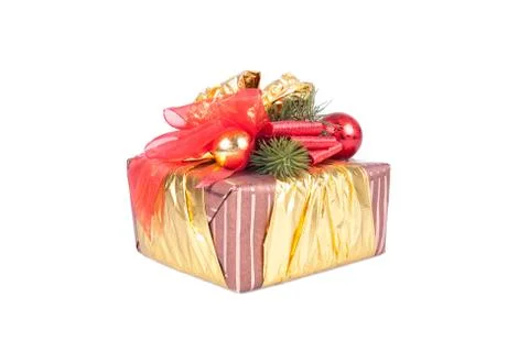 Gift packed in the decorated box Stock Photos