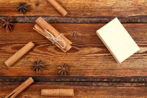 Gift Packed in eco-friendly biodegradable cardboard on dark old wooden backgr Stock Photos
