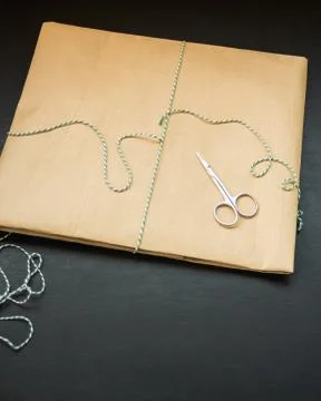 Gift packing in kraft Stock Photos