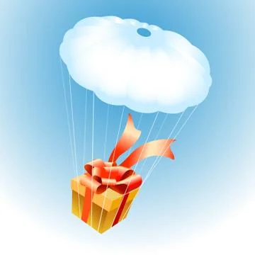 Gift on Parachute Stock Illustration