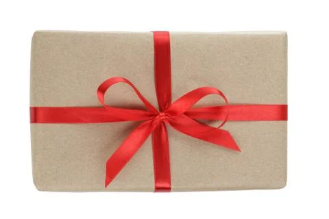 Gift parcel box with ribbon bow 스톡 사진