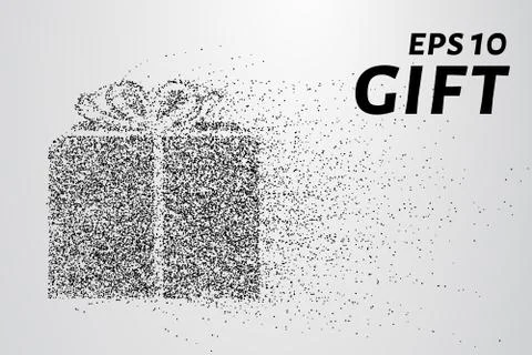 Gift of the particles. The gift consists of circles and points. Vector illu.. Stock Illustration
