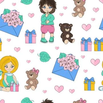 GIFT PARTY Valentine's Seamless Pattern Stock Illustration