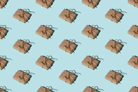 Gift pattern blue seamless background vintage mail Stockfoto's