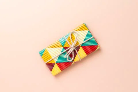 Gift on pink background. Stock Photos