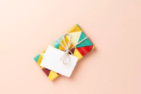 Gift on pink background. Stock Photos