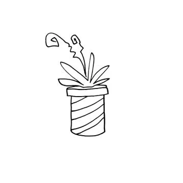 Gift, present box. Doodles, line art, hand drawn. For Christmas, new year, bi Stock Illustration