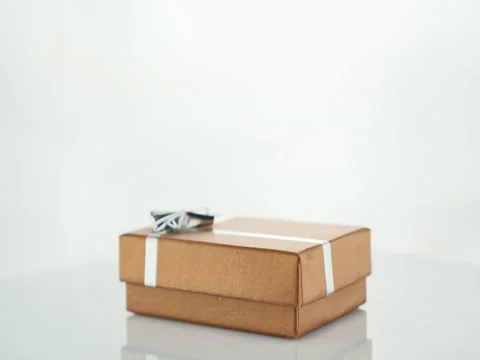 Gift present box isolated on white Stock Footage 70486519