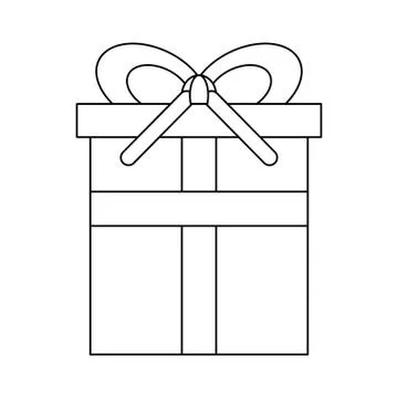 Gift present box package cartoon in black and white Stock Illustration