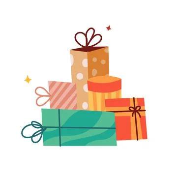 Gift present boxes packed wrapped for holiday. Stock Illustration