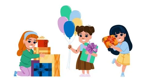 Gift present kid girl vector Stock Illustration