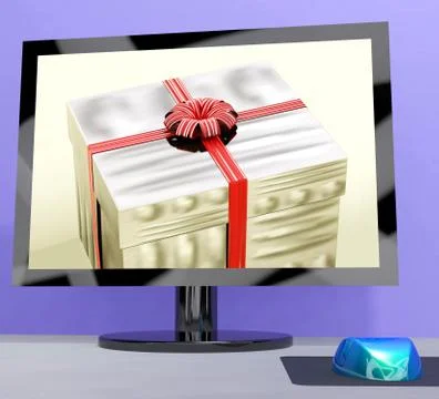 Gift purchase or computer greeting online イラスト素材