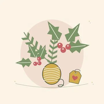 Gift ready winter botanical bundle. Decorative botanical arrangement with edi Stock Illustration