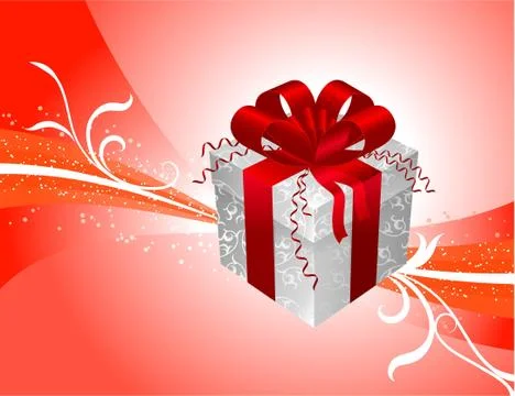 Gift on red Background Stock Illustration