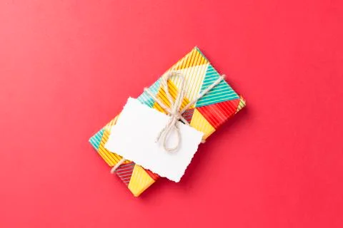 Gift on red background. Stock Photos