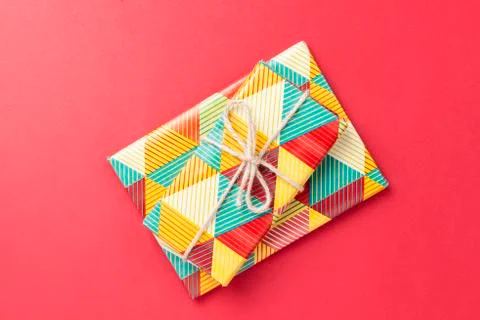 Gift on red background. Stock Photos