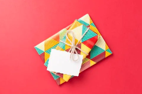 Gift on red background. Stock Photos