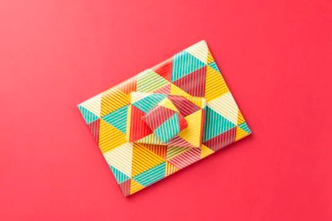 Gift on red background. Stock Photos