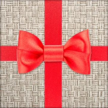 Gift with red bow Stock Photos