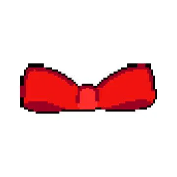 Gift red bow pixel art vector illustration イラスト素材