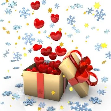 Gift with red hearts Stock Illustration