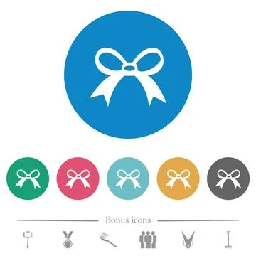 Gift ribbon bow flat round icons Stock Illustration
